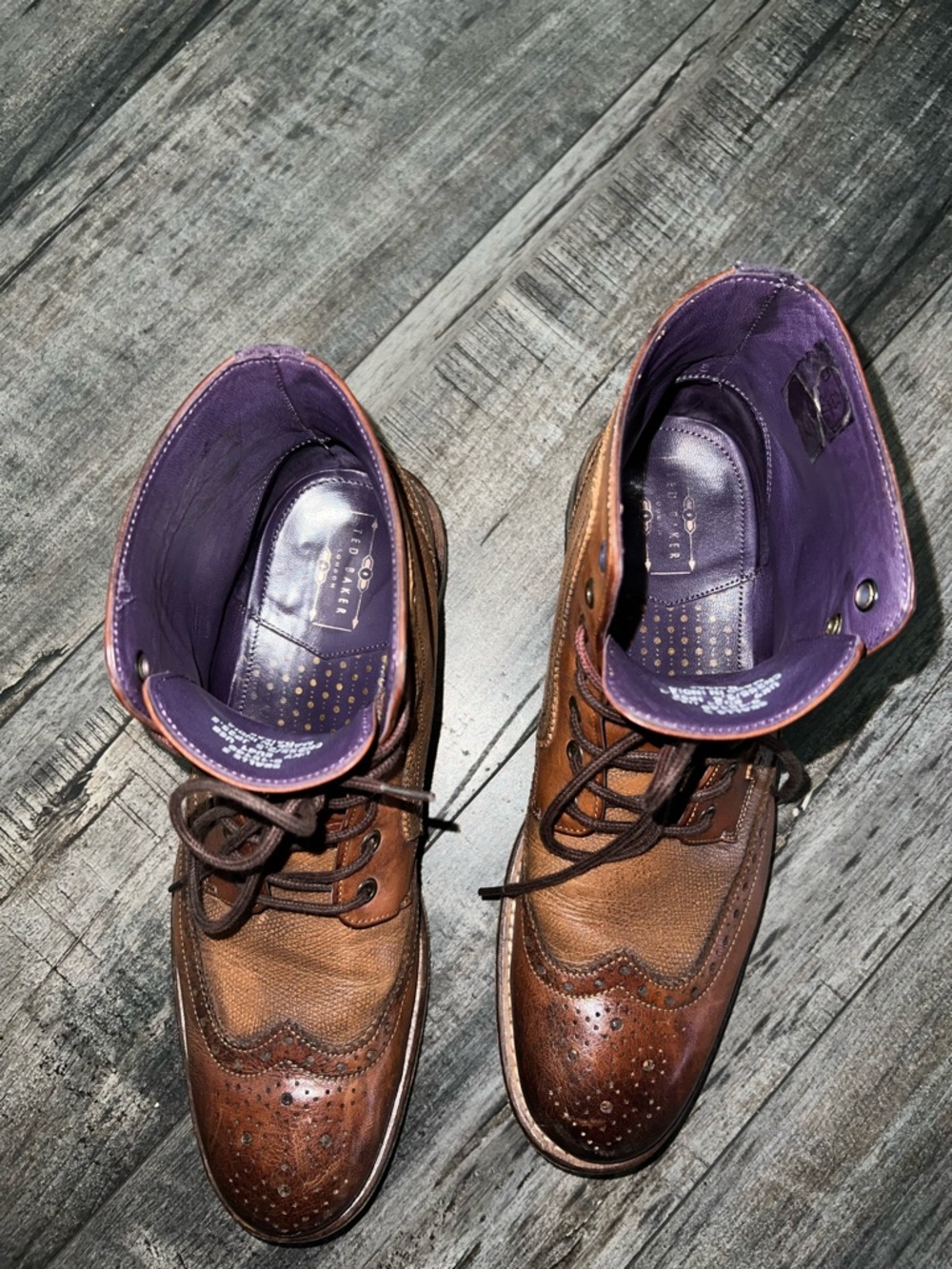 Men's Ted Baker Sealls 3 Wingtip Boots - Picture 4 of 9
